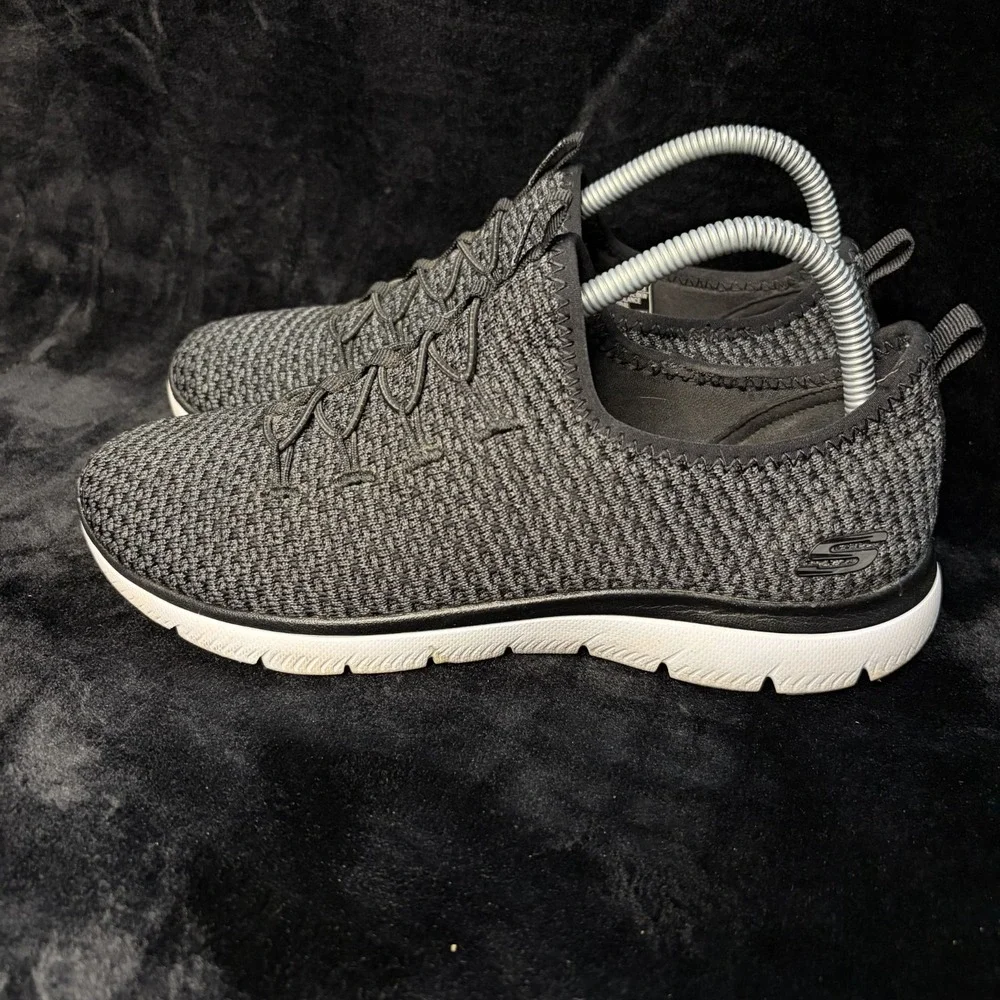 Skechers Memory Foam 59504S BKW Womens 8.5 Athletic Running Shoes Black Sneakers